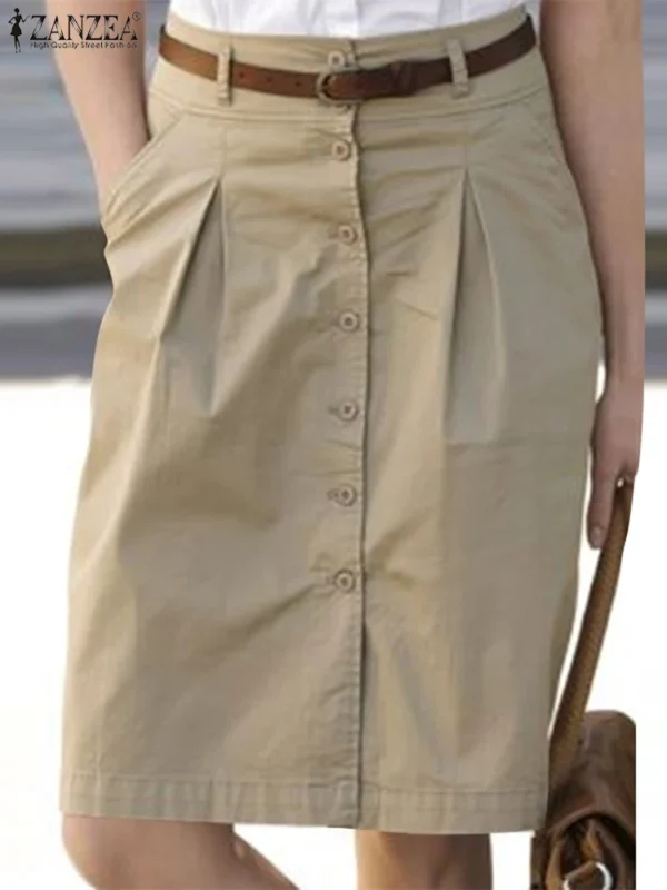 ZANZEA Women Fashion OL Work Skirts Summer Elegant High Waist Skirt