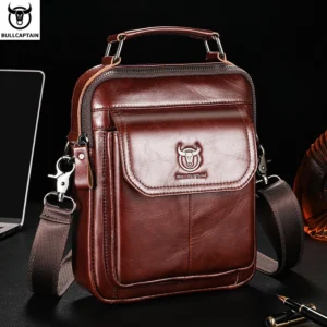 Bull captain Men's Genuine Leather Shoulder Bag Multifunctional
