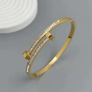 New nail zircon stainless steel gold-plated bracelet 18K