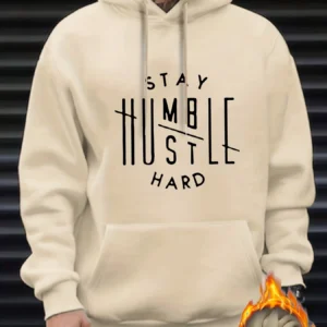 Men's autumn and winter casual loose plus size sports Stay Humble printed fleece warm pullover hooded long sleeved sweatshirt